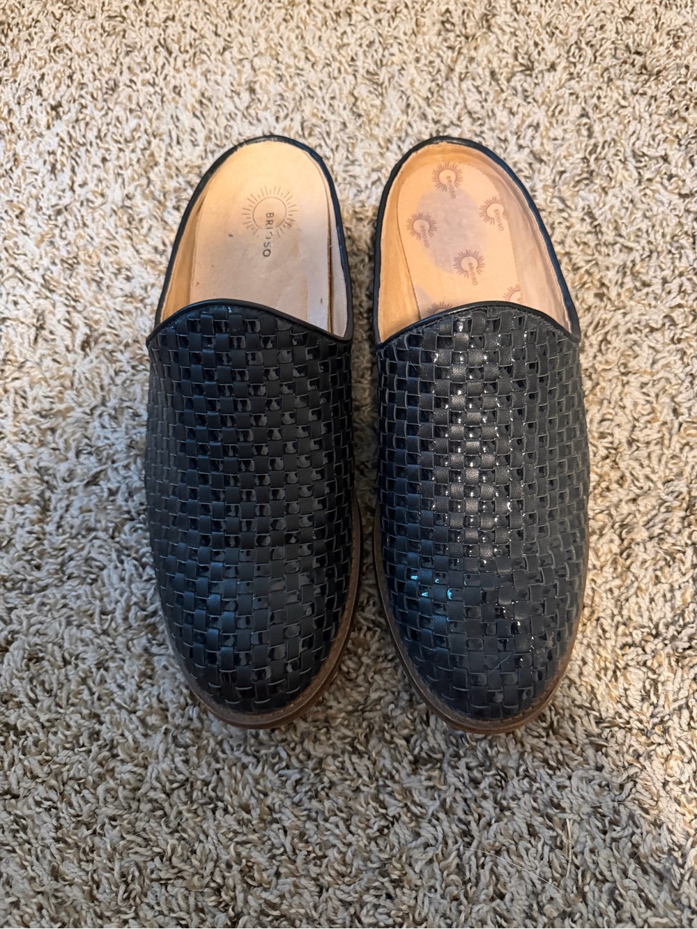 Brioso Women’s Black Woven Leather Slip-On Loafers